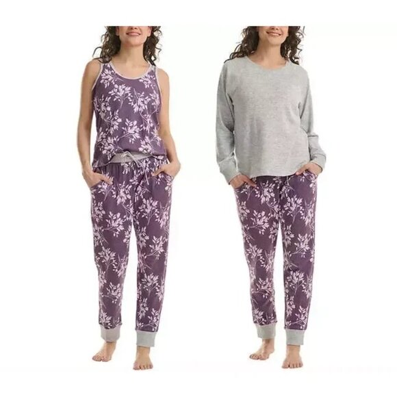 Live Love Lounge Womens Lightweight 3 Piece Lounge Pajama Set Purple Size Large - Picture 2 of 7